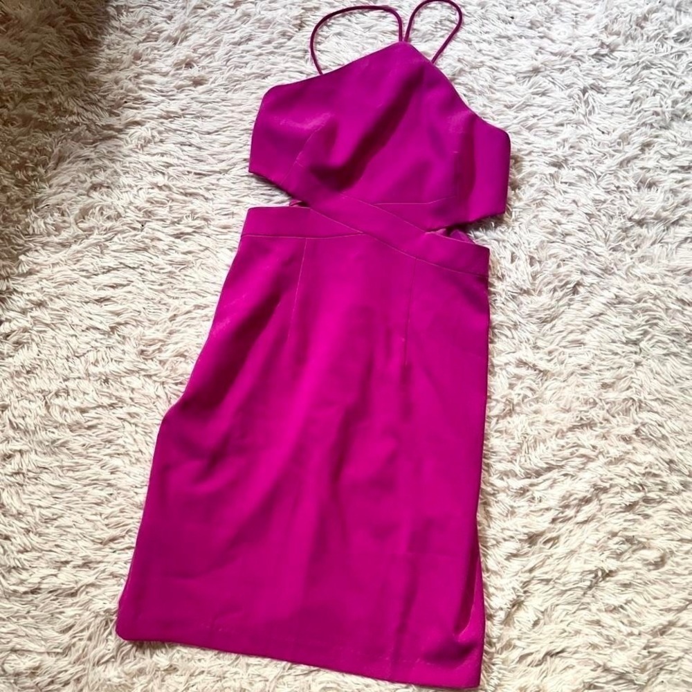 Vivid Magenta Cutout Colorful Bodycon Dress Womens 4 Clubwear Statement Dopamine